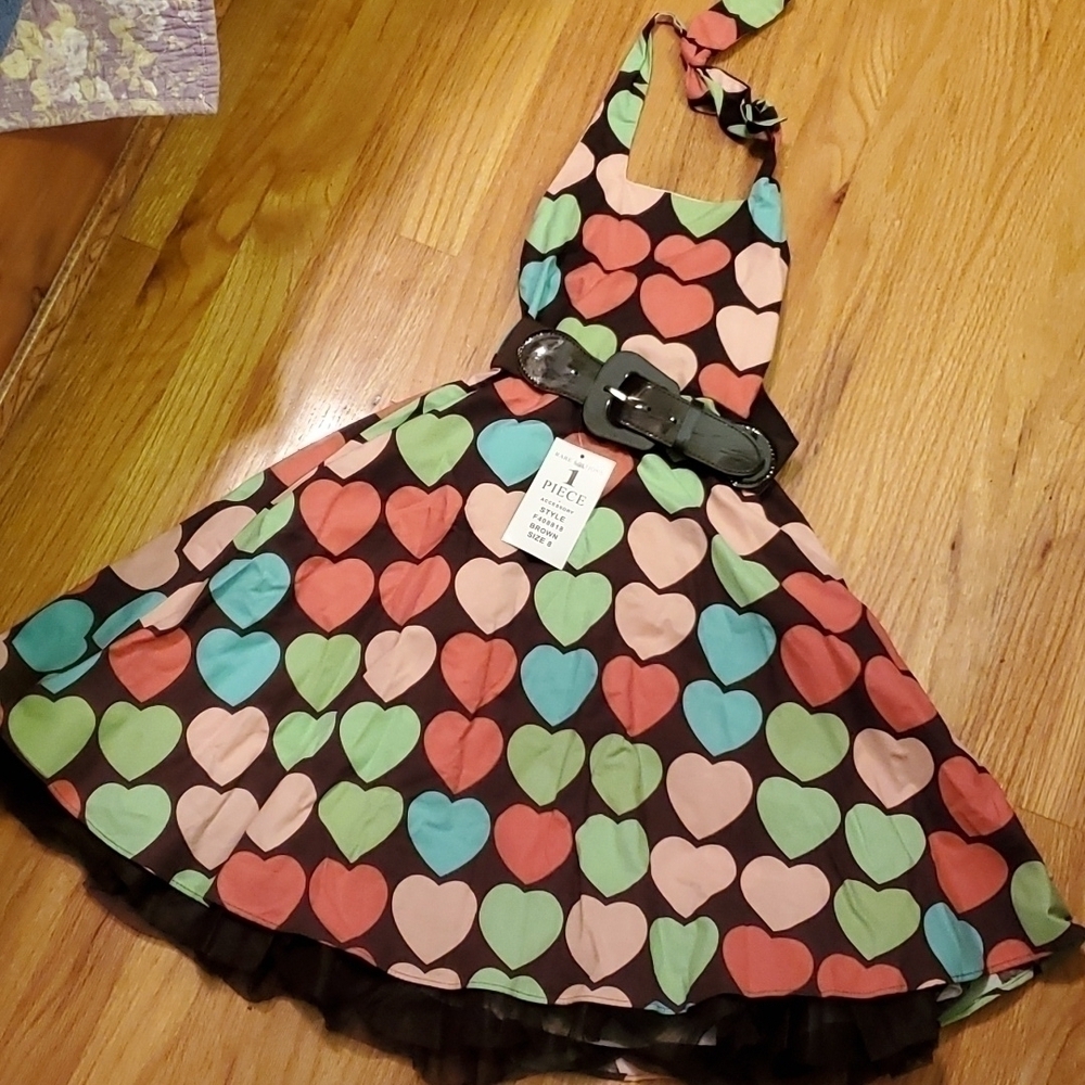 Rare Editions Hearts Petticoat Dress Size 8